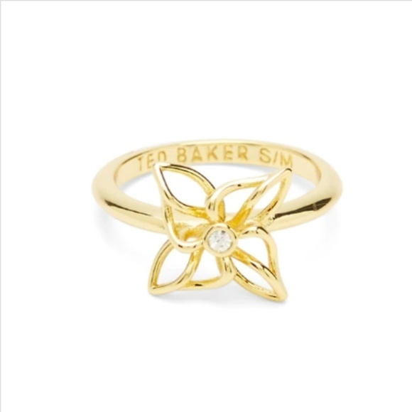 💕TED BAKER LONDON💕 Rose Gold Mini Crystal Breeze Ring M/L NWT - Picture 2 of 8